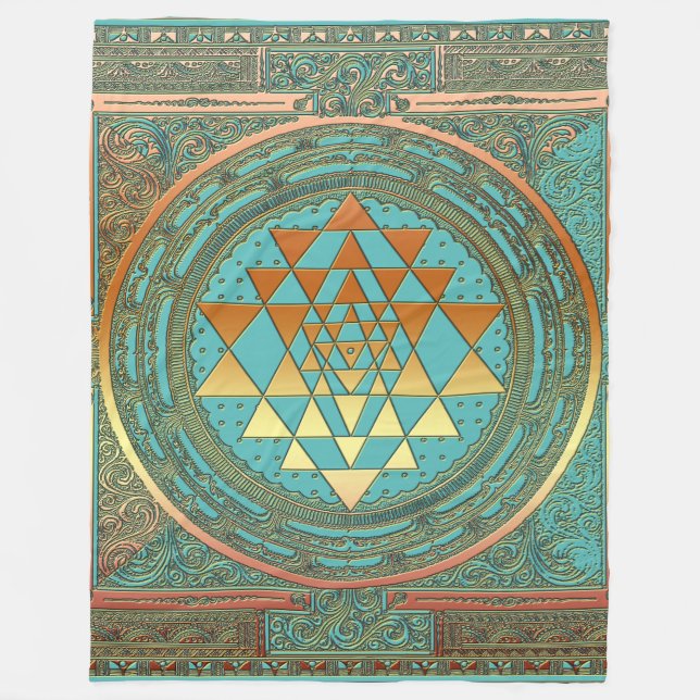 Fleece Blanket gold chakra symbol yoga spiritual (Front)