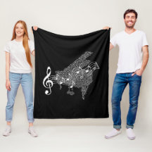 Fleece Blanket - Grand Piano and Staff