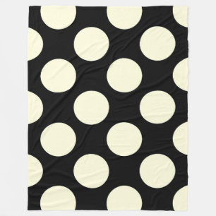 Fleece Blanket Large Circles Dots Black Cream