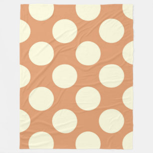 Fleece Blanket Large Circles Dots Brown Cream