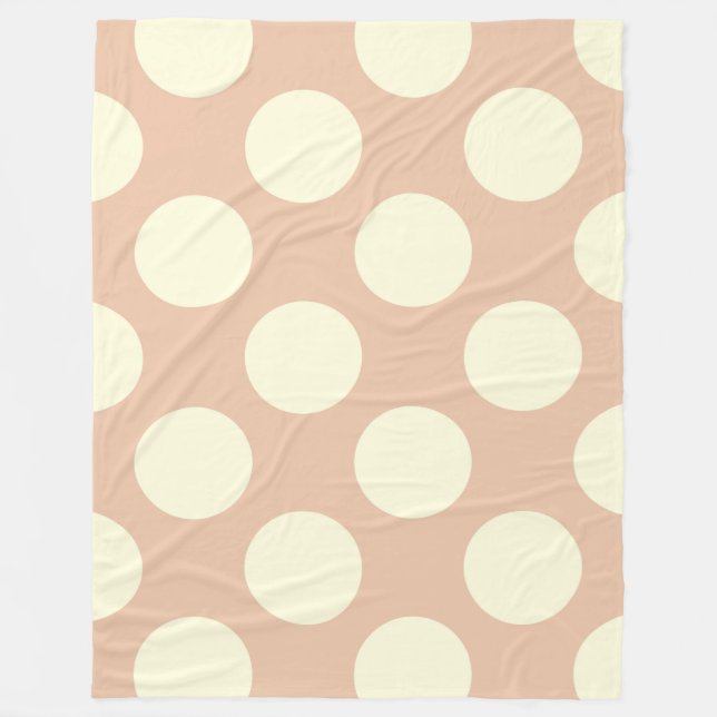 Fleece Blanket Large Circles Dots Pink Cream (Front)
