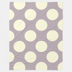 Fleece Blanket Large Circles Dots Purple Cream