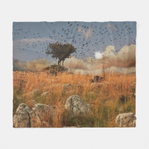 Fleece Blanket Lonely Tree And Birds