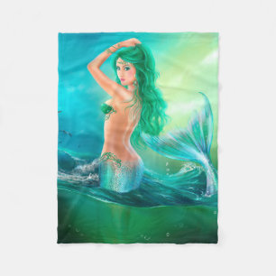 Fleece Blanket,mermaid fantasy at ocean Blanket