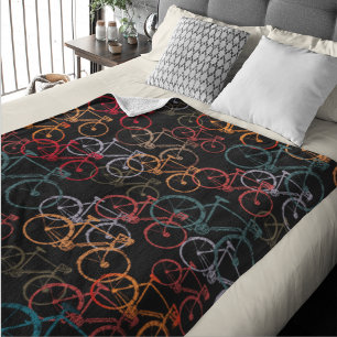 Fleece Blanket of Colourful Bikes allover Black BG