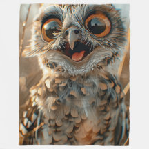 Fleece Blanket Owl Cute Funny Smiling, S, M, L