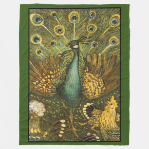 Fleece Blanket Pauw met kippen, Theo van Hoytema