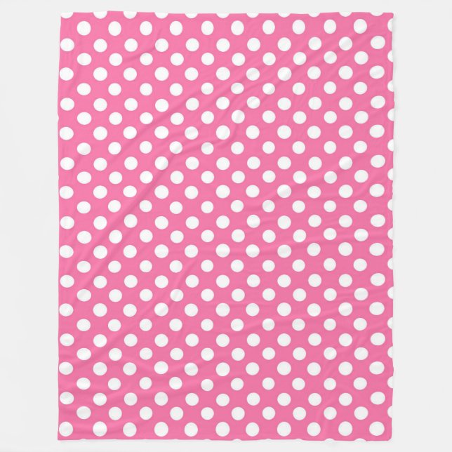 Fleece Blanket/Pink with White Polka Dots Blanket (Front)