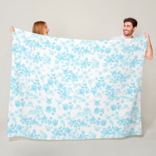 Fleece blanket Saint Colette June Roses capri blue