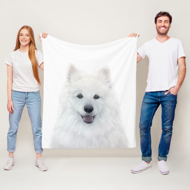 Fleece Blanket, Samoyed Dog  by miart (In Situ)