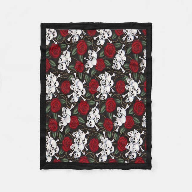 Fleece Blanket/Skulls and Roses (Front)