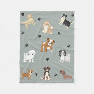 Fleece Blanket Small with Dog Illustrations