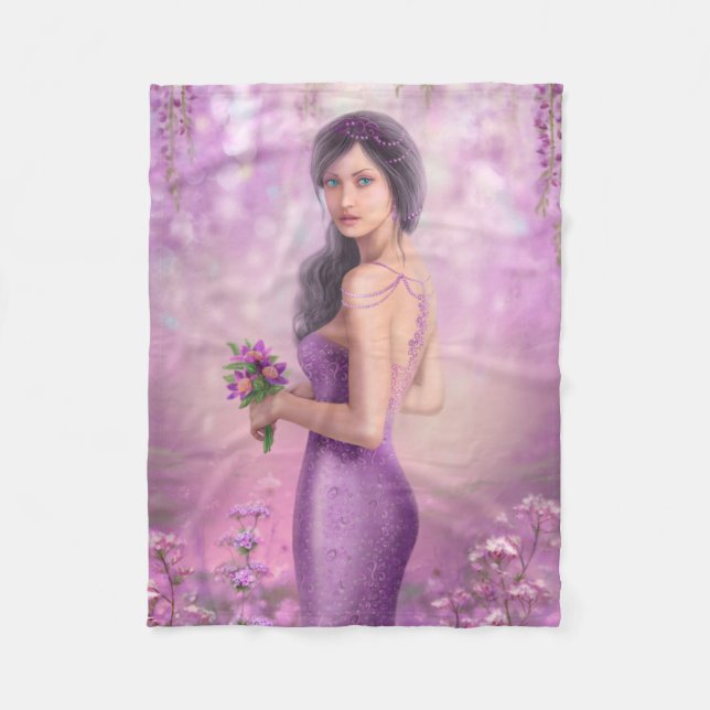 Fleece Blanket, Spring beautiful Fantasy fairy Blanket (Front)