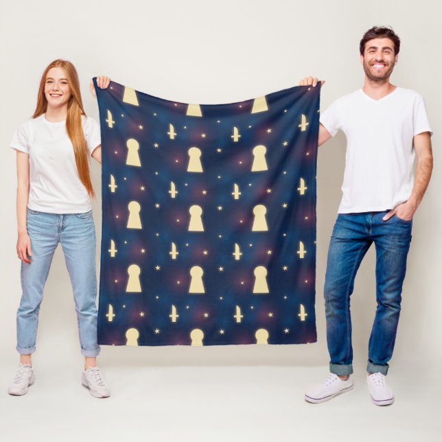 Fleece Blanket Starry Night Knife Keyhole Pattern (In Situ)