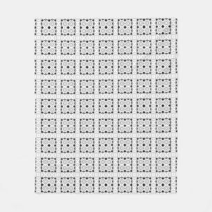 Fleece Blanket, White & Black geometric pattern 