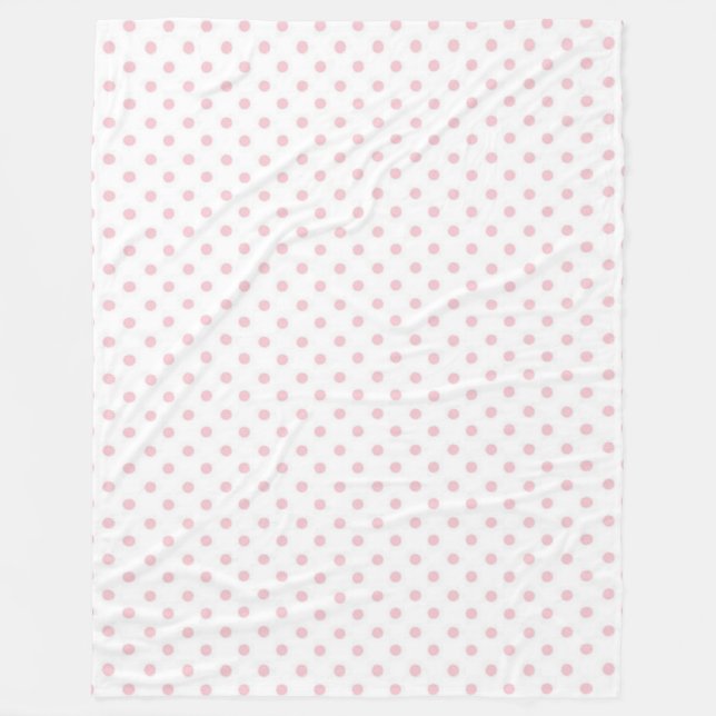 Fleece Blanket/White with Pink Polka Dots (Front)