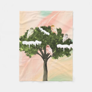 Fleece Blanket with a tree and owls