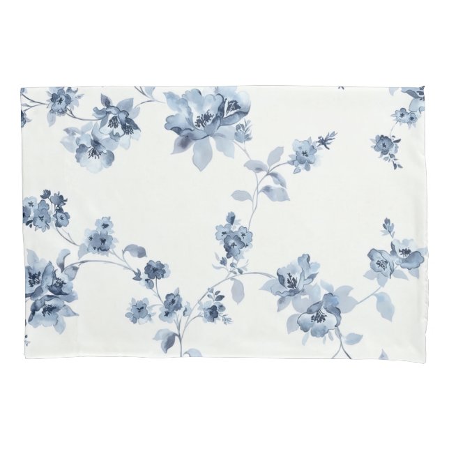 Fleece blanket with blue floral print pillowcase (Front)