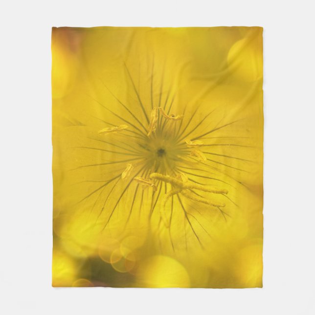 Fleece Blanket Yellow Bokeh Flower (Front)