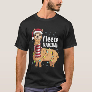 Fleece Feliz Navidad Cute Llama Christmas T-Shirt