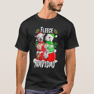 Fleece Feliz Navidad Cute Sheep Christmas T-Shirt