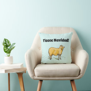 Fleece Feliz Navidad Funny Christmas Sheep Joke Cushion