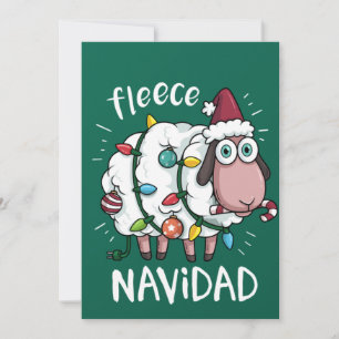 Fleece Feliz Navidad Funny Cute Sheep Christmas Invitation