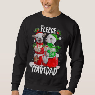 Fleece Feliz Navidad Funny Cute Sheep Christmas Sweatshirt
