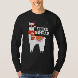 Fleece Feliz Navidad Llama Christmas Pajamas Llam T-Shirt