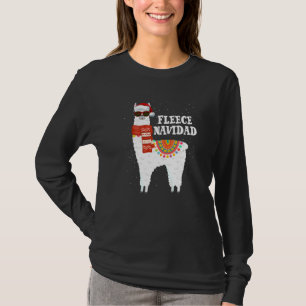 Fleece Feliz Navidad Llama Christmas Pajamas Llama T-Shirt