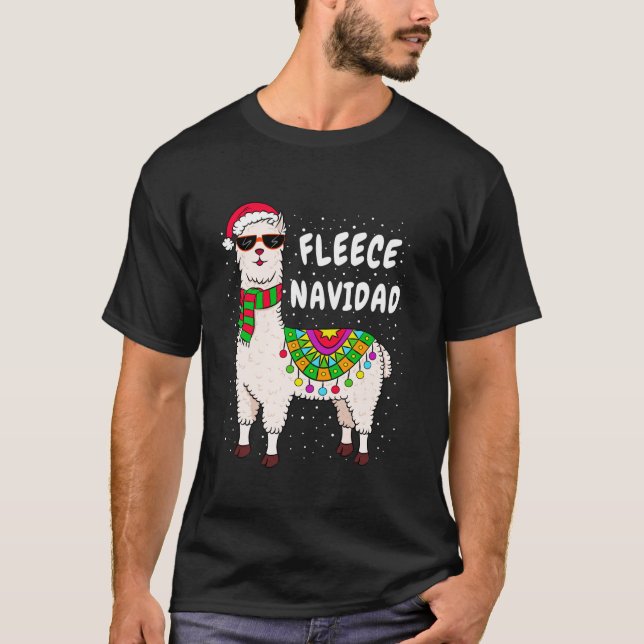 Fleece Feliz Navidad Llama Christmas Sweater Cute  (Front)