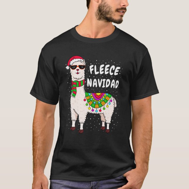 Fleece Feliz Navidad Llama Christmas Sweater Cute  (Front)