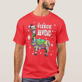 Fleece Feliz Navidad Llama Xmas String Lights Llam T-Shirt