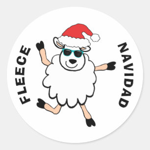 Fleece Feliz Navidad Sheep Christmas Classic Round Sticker