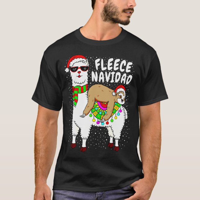 Fleece Feliz Navidad Sloth T-Shirt (Front)