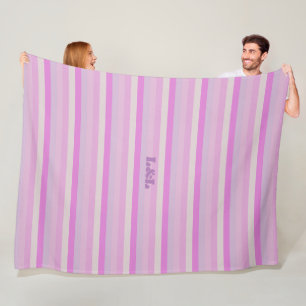 Fleece large blanket with stripes of pink pallet 