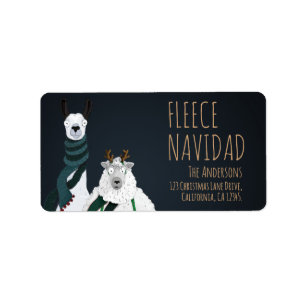 Fleece Navidad Chic Funny Quirky Llama & Sheep Pun Label