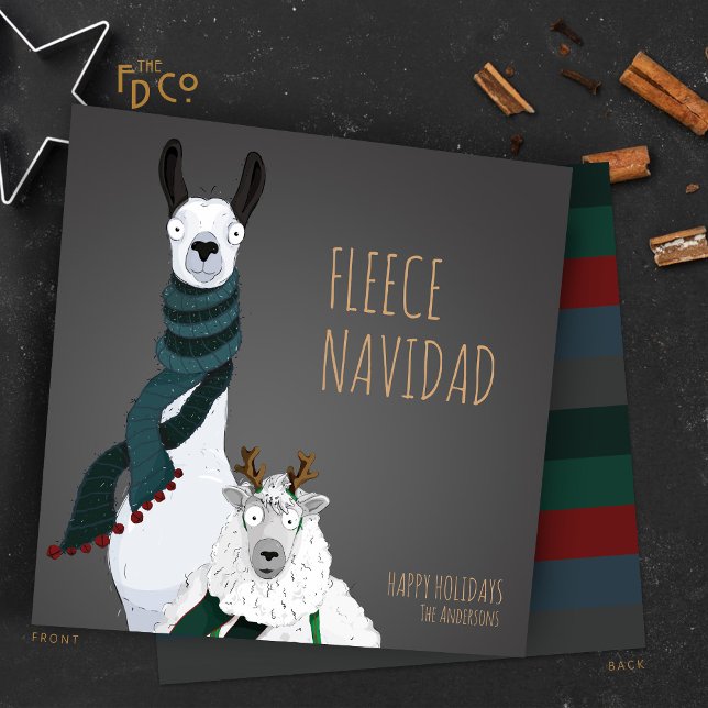 “Fleece Navidad” Chic Funny Quirky Pun Holiday Card (Creator Uploaded)