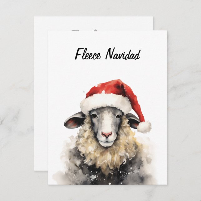 Fleece Navidad Christmas Flat Card (Front/Back)