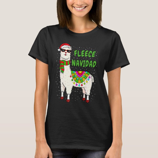 Fleece Navidad Christmas Llama  Xmas For Women Kid T-Shirt (Front)