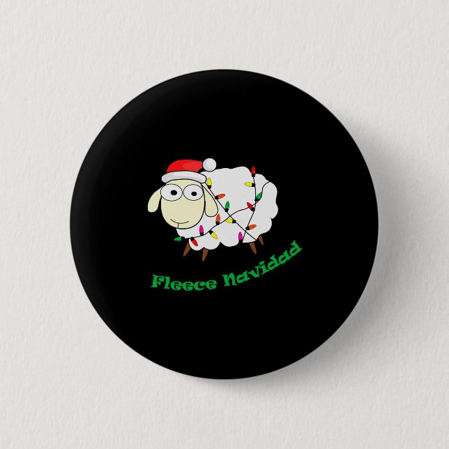 Fleece Navidad - Christmas Sheep Long Sleeve  6 Cm Round Badge (Front)