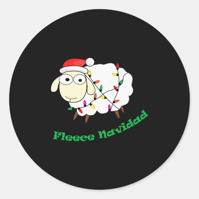 Fleece Navidad - Christmas Sheep Long Sleeve  Classic Round Sticker (Front)