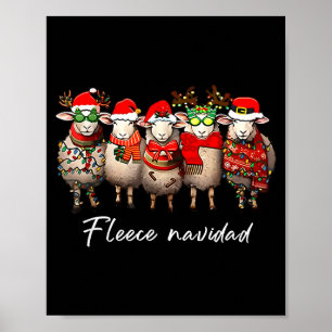 Fleece Navidad Christmas Spanish Sheep Santa Sheep Poster