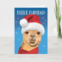 Fleece Navidad Cute Alpaca in Santa Hat Christmas