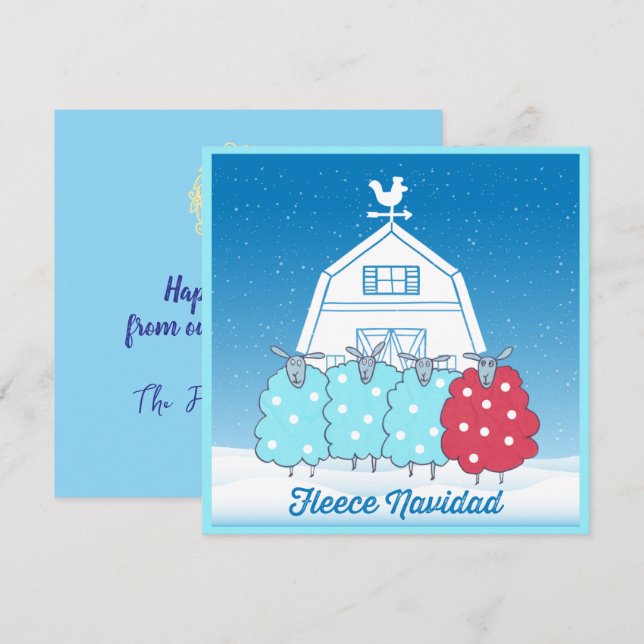 Fleece Navidad Cute Christmas Sheep Personalised Holiday Card (Front/Back)