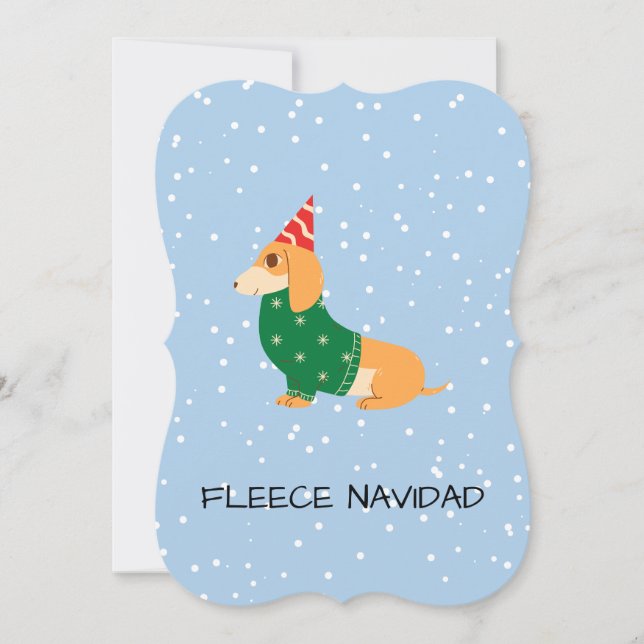 Fleece Navidad – Cute Sausage Dog Holiday Card (Front)