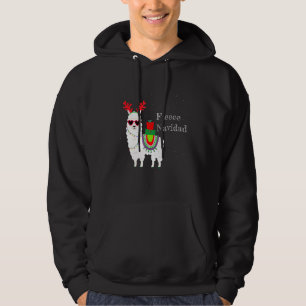 Fleece Navidad Feliz Llama Cute Alpaca Christmas F Hoodie