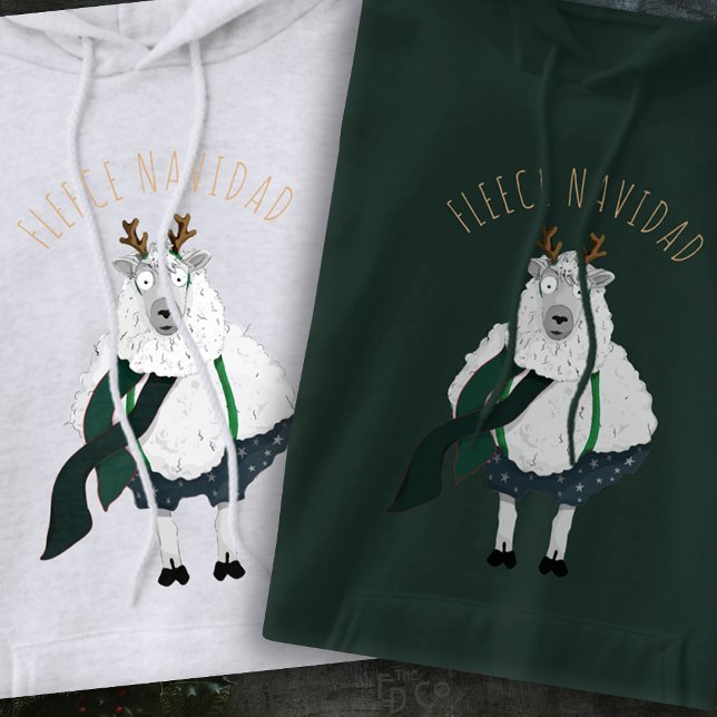 'Fleece Navidad' Fun Funny Sheep Pun Cartoon  Hoodie (Creator Uploaded)