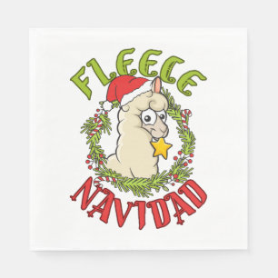 Fleece Navidad Funny Alpaca Christmas Napkin