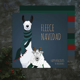 “Fleece Navidad” Funny Chic Elegant Pun Holiday Card